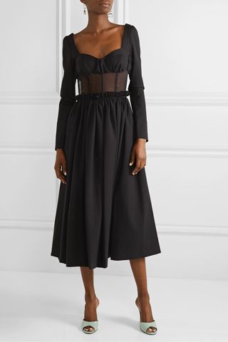 Rosie Assoulin + Paneled Jersey and Silk-Organza Midi Dress