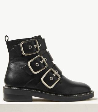 Marks and Spencer + Leather Buckle Detail Ankle Boots