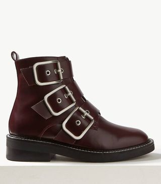 Marks and Spencer + Leather Buckle Detail Ankle Boots