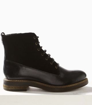 Marks and Spencer + Leather Panel Lace-up Ankle Boots