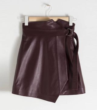 & Other Stories + Belted Leather Mini Skirt