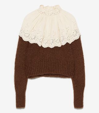 Zara + Embroidered Contrast Sweater