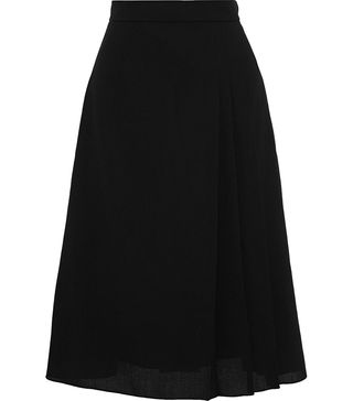 Lanvin + Pleated Wool-Crepe Skirt