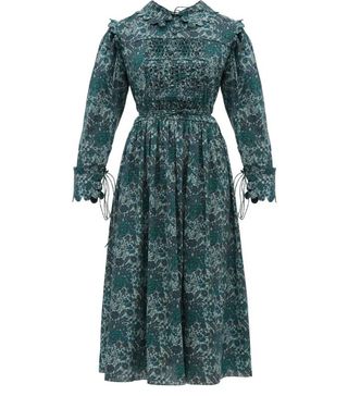 Horror Vacui + Marie-Louis Floral-Print Smocked Cotton Dress