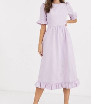 ASOS + Denim Prairie Dress With Frill in Lilac
