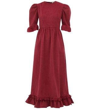 Batsheva + Puff-Sleeve Cotton-Corduroy Dress