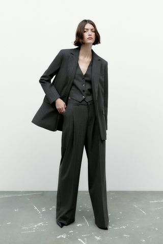 Zara + Full Length Pinstripe Pants