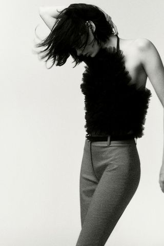 Zara + Belted Houndstooth Pants