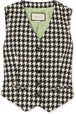 Gucci + Houndstooth Wool and Cotton Blend Vest