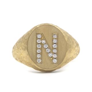 Octavia Elizabeth + Diamond Initial Signet Rings