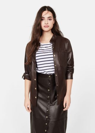 Mango + Buttoned Leather Jacket