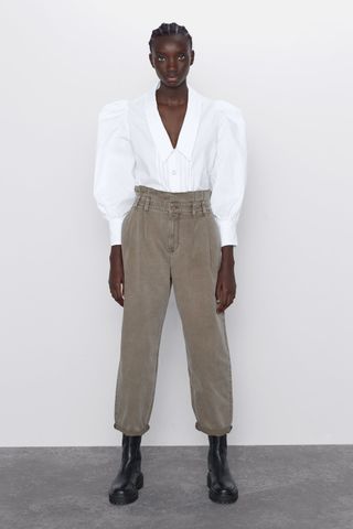 Zara + Baggy Paperbag Waist Pants