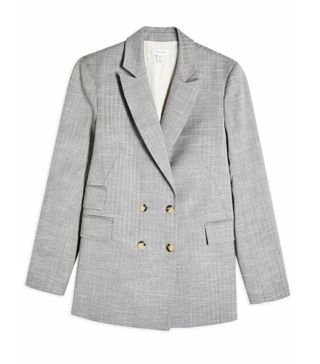 Topshop + Grey Double Breasted Blazer