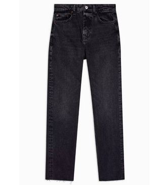 Topshop + Straight Organic Cotton Jeans With Raw Hem