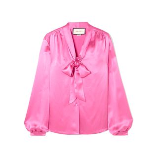 Gucci + Pussy-Bow Silk-Satin Blouse