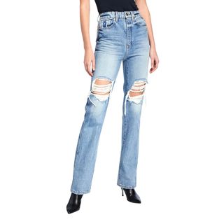 Khaite + Danielle High-Rise Distressed Stovepipe Jeans
