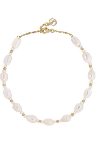 Anissa Kermiche + Gold-Plated Pearl Anklet