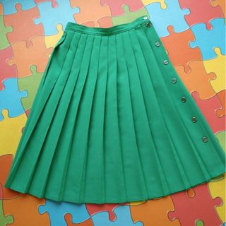 Vintage St. Michael + Green Pleated Skirt
