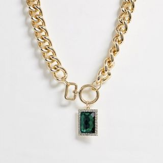ASOS + Chain Necklace with Jewel Pendant