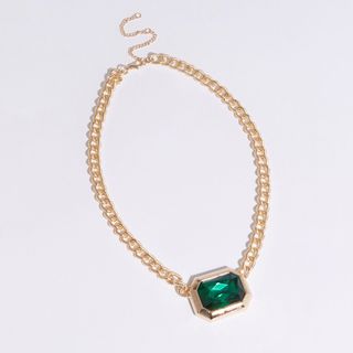 Warehouse + Emerald Stone Chain Necklace