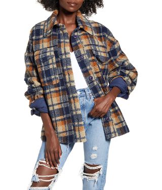 J.O.A. + Plaid Fleece Shirt Jacket