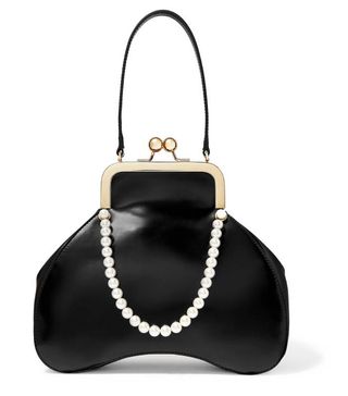 Simone Rocha + Baby Bean Faux Pearl-Embellished Leather Tote