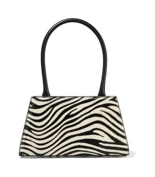 Rixo + Dora Leather-Trimmed Zebra-Print Calf Hair Tote