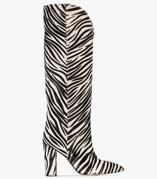 Paris Texas + Black And White Zebra Print 100 Ponyhair Boots