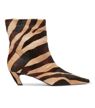 Khaite + Zebra-Print Calf Hair Ankle Boots