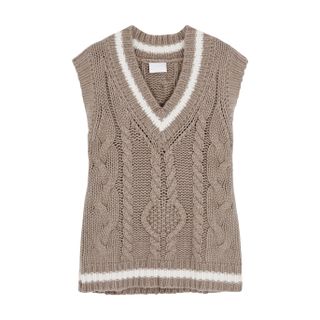 Villao + Brown Cable-Knit Wool-Blend Vest