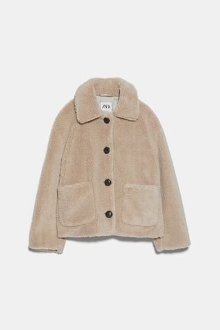 Zara + Cropped Fleece Coat