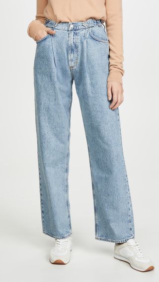 Agolde + Mid Rise Pleated Baggy Jeans