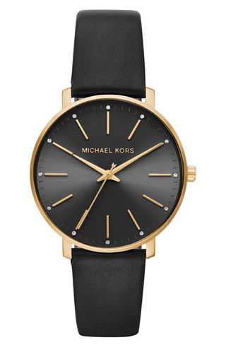 Michael Kors + Pyper Leather Strap Watch