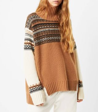 French Connection + Patchwork Fairisle Knits High Neck Jumper