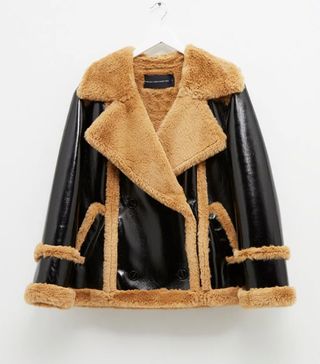 French Connection + Filpa Faux Shearling Double Breasted Jacket
