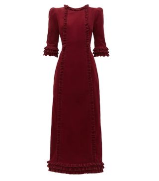 Vampire's Wife + Cate Ruffle-Trimmed Cotton-Corduroy Midi Dress