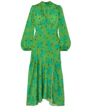 De La Vali + Clara Floral-Print Satin Midi Dress