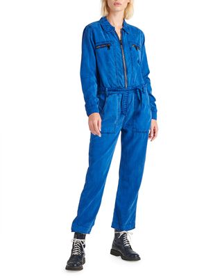 Hudson + Belted Zip-Front Twill Jumpsuit