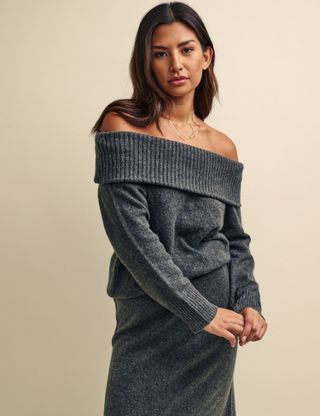 Nobody's Child + Bardot Neckline Relaxed Jumper With Wool