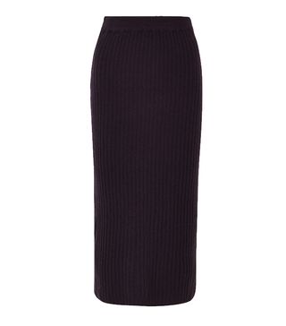 Marks and Spencer Collection + Pure Cashmere Ribbed Midi Knitted Skirt