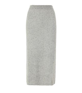 Marks and Spencer Collection + Pure Cashmere Ribbed Knit Midi Skirt