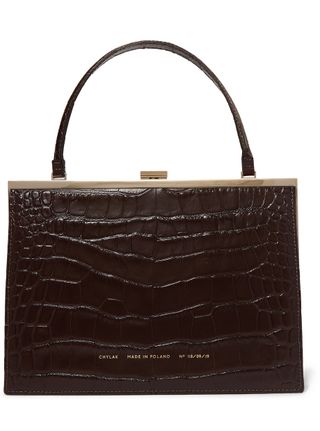 Chylak + Vintage Clasp Croc-Effect Leather Tote