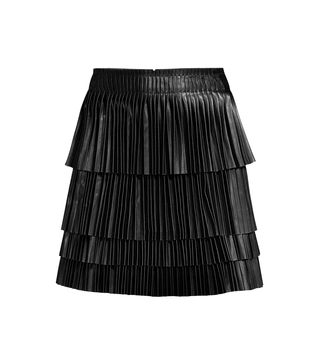 Alexis + Briana Leather Pleated Tiered Skirt