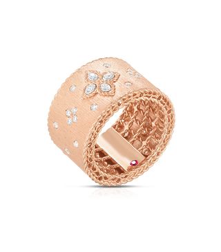 Roberto Coin + 18K Venetian Princess Wide Satin Diamond Ring