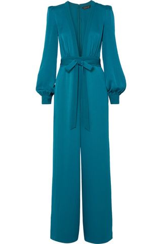 Rachel Zoe + Liona Tie-Front Satin-Crepe Jumpsuit