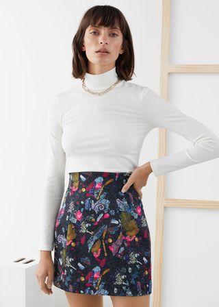 & Other Stories + Graphic Sequin Print Mini Skirt