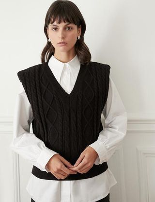 Pixie Market + Shoulder Pad Cable Knit Vest