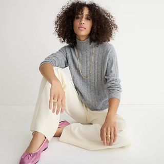 J.Crew + Ribbed Mockneck Sweater in Supersoft Yarn