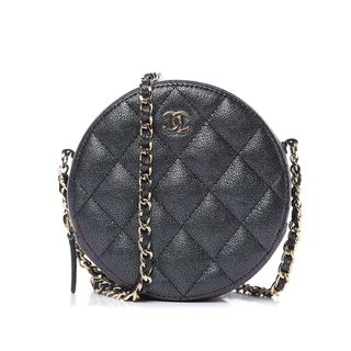 Chanel + Caviar Quilted Round Clutch