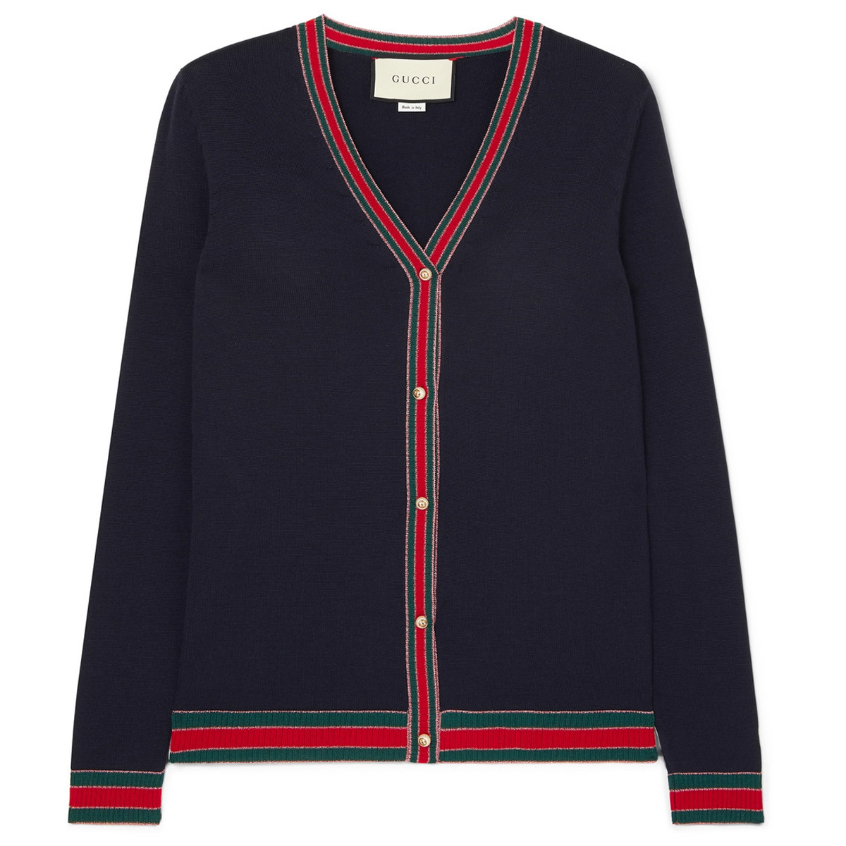 Gucci + Striped Wool-Blend Cardigan